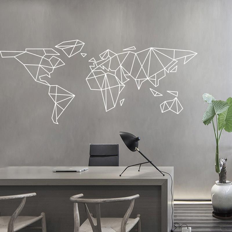 Office Furniture World - Autocollant mural carte du monde géométrique,