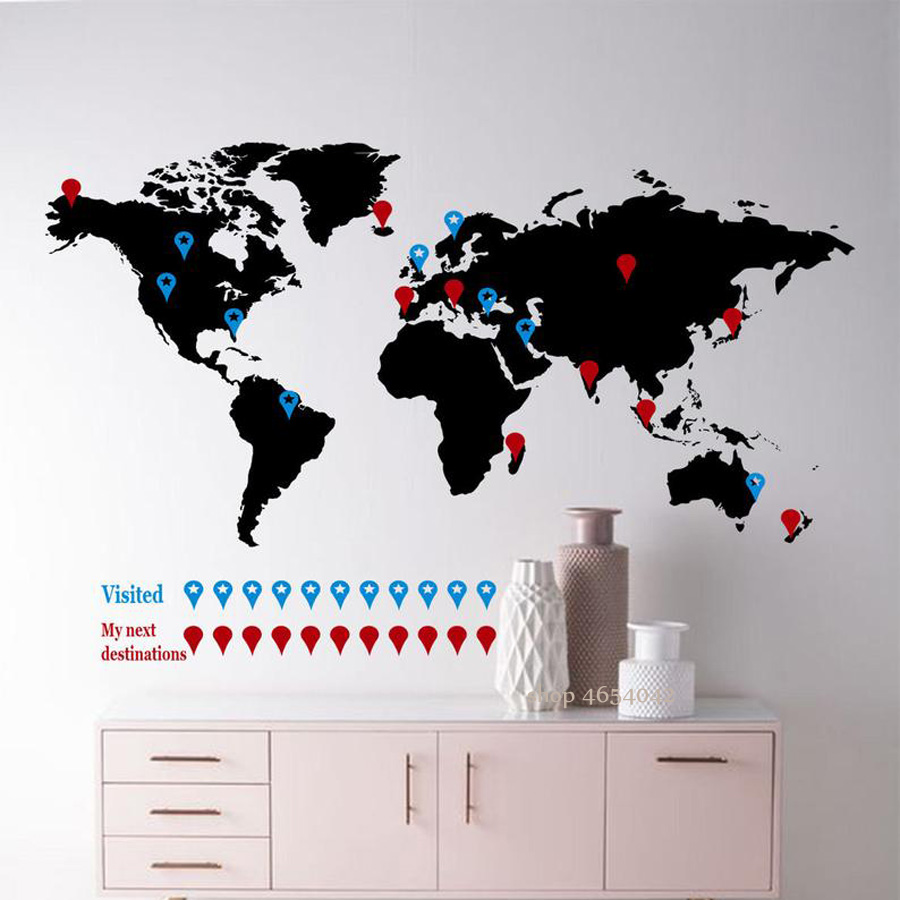 Office Furniture World - Grande carte du monde autocollant mural,