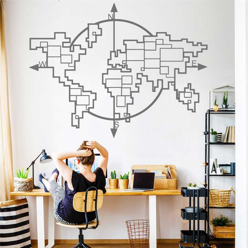 Office Furniture World - Autocollants muraux en vinyle avec boussole,