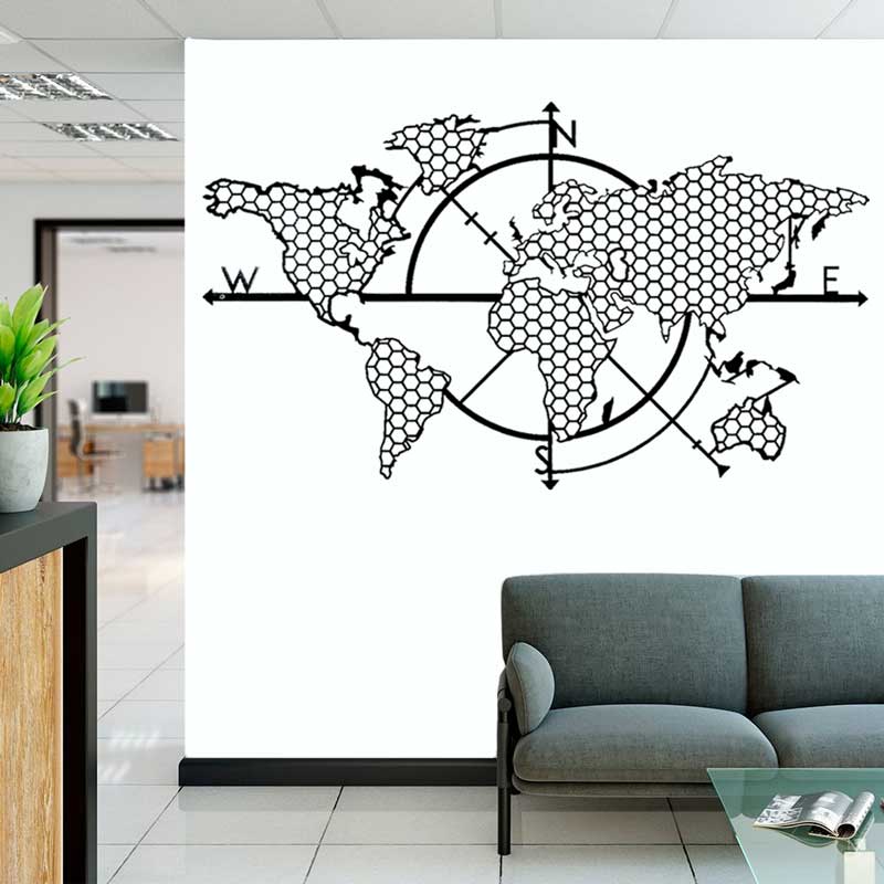Office Furniture World - Nid d'abeille géométrique carte du monde